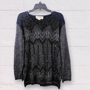 Vintage Norton McNaughton Black Metallic Sweater Size Medium